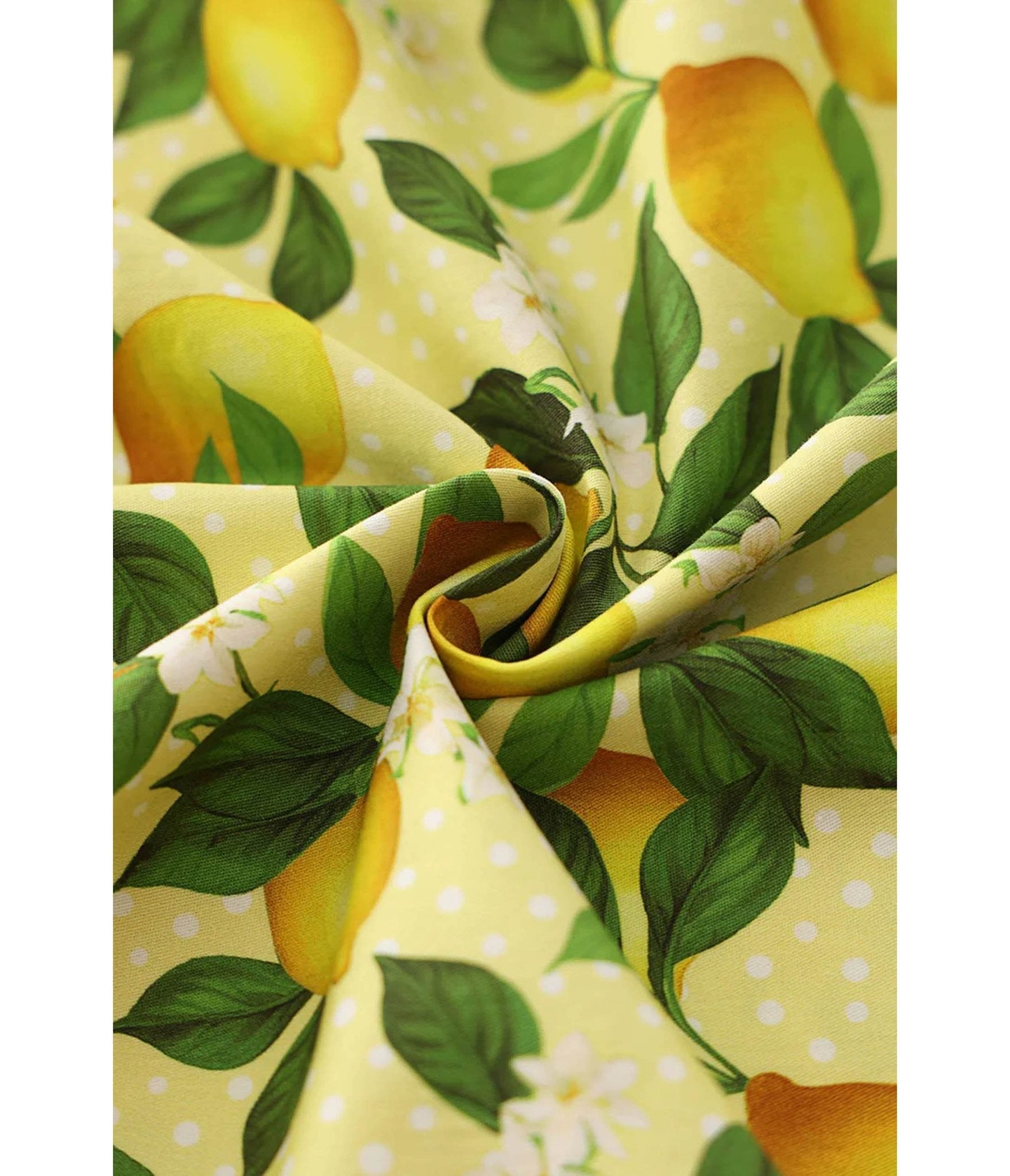 Dolly & Dotty Yellow Polka Dot Lemon Print Ophelia Swing Dress