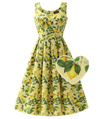 Dolly & Dotty Yellow Polka Dot Lemon Print Ophelia Swing Dress