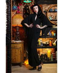 Elle Rebel Black Cape Sleeve Maxi Dress