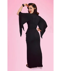 Elle Rebel Black Cape Sleeve Maxi Dress