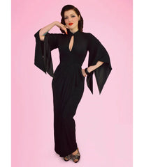 Elle Rebel Black Cape Sleeve Maxi Dress
