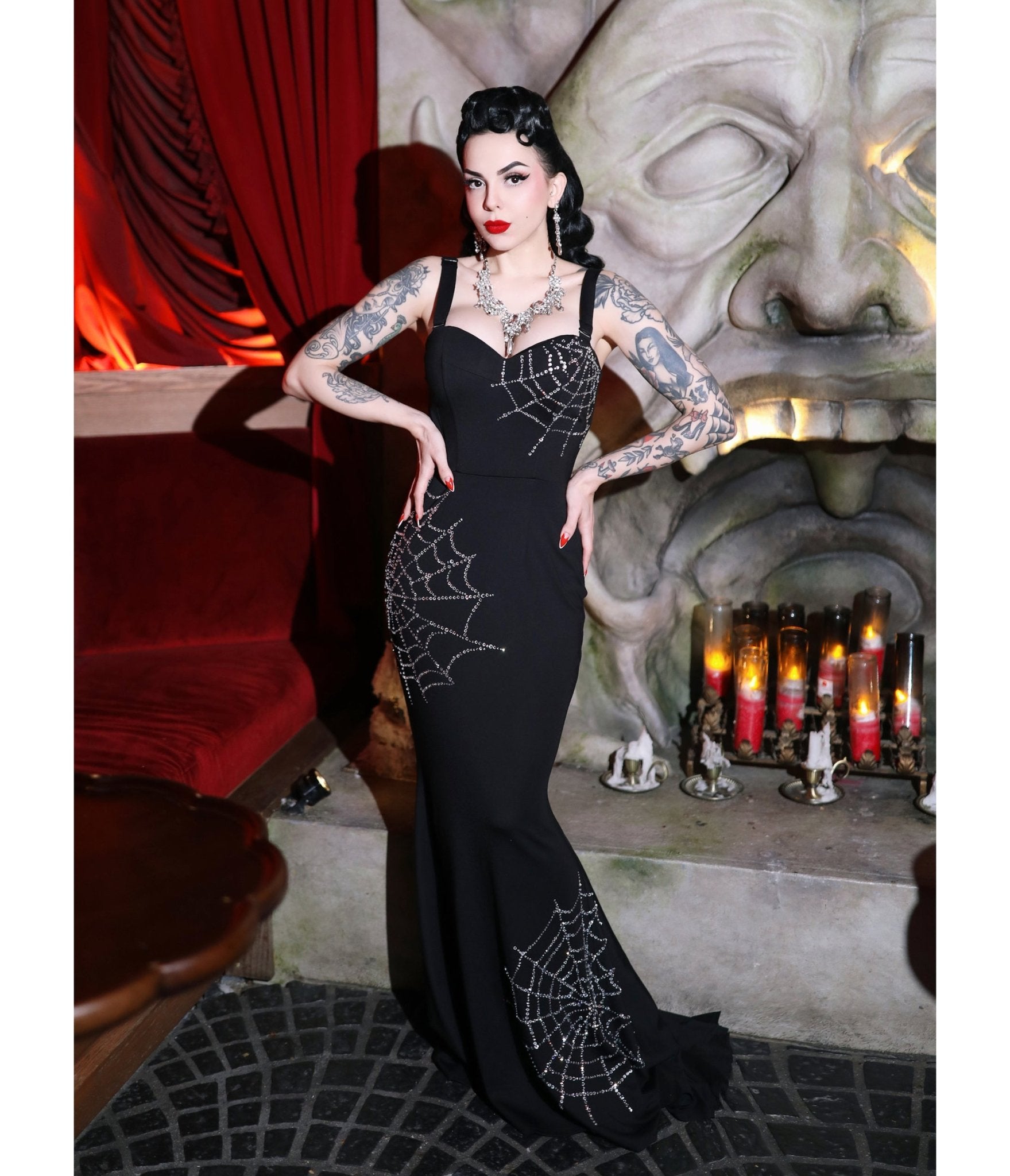 Elle Rebel Black Spiderweb Glamour Ghoul Gown