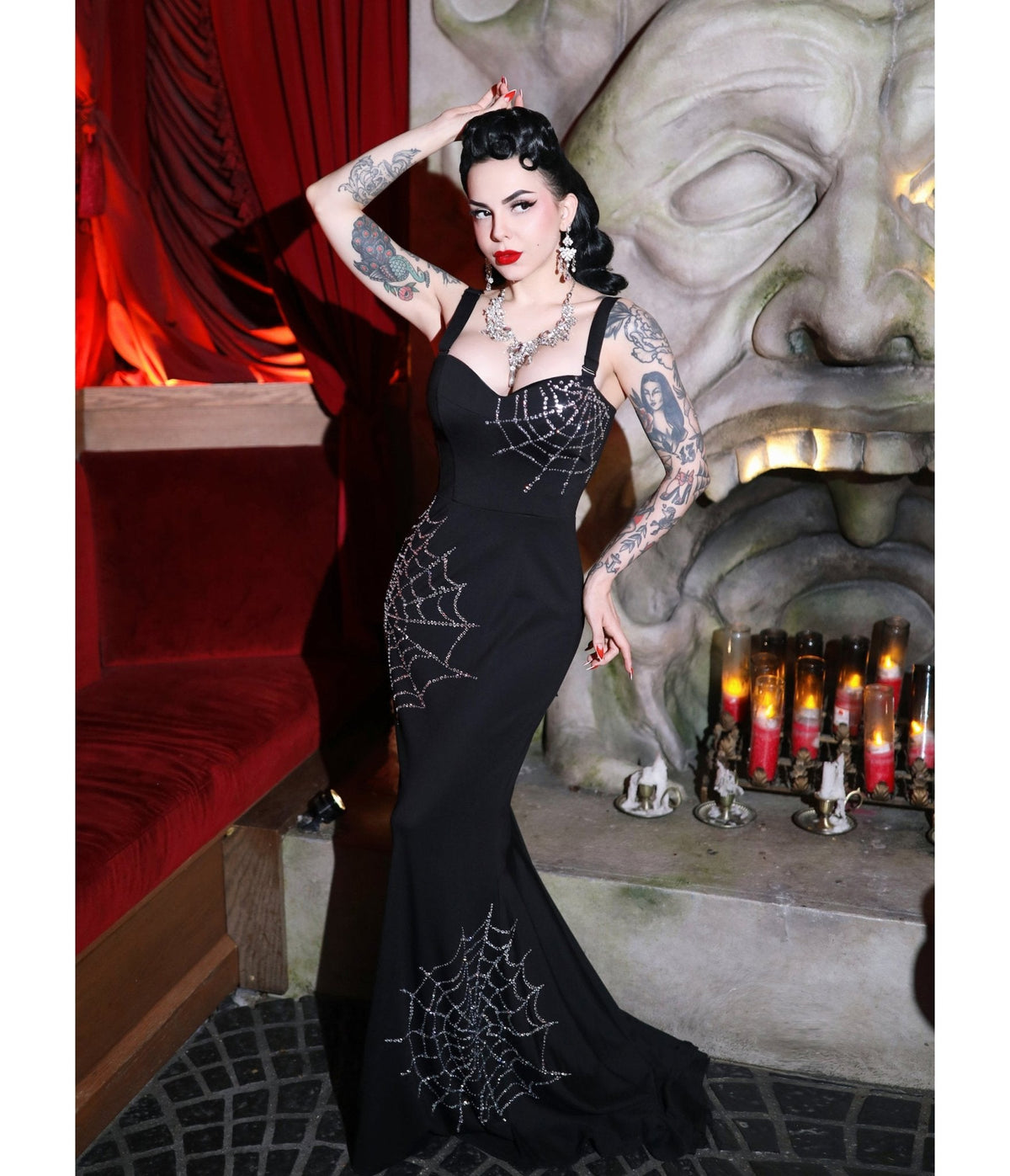 Elle Rebel Black Spiderweb Glamour Ghoul Gown