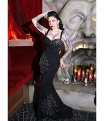 Elle Rebel Black Spiderweb Glamour Ghoul Gown
