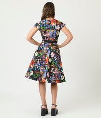 Elvira x Unique Vintage Elvira Comic Print Hedda Swing Dress