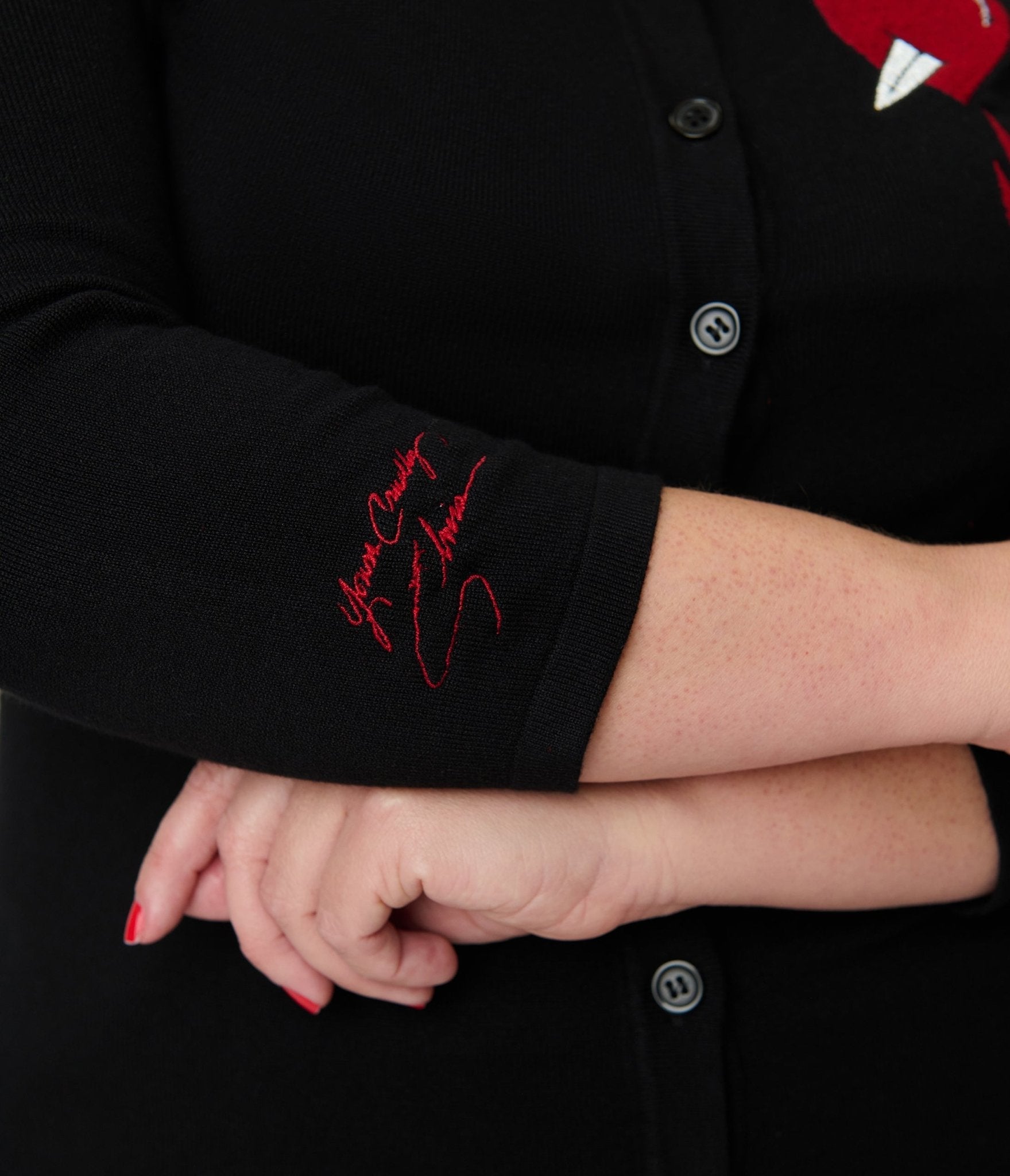 Elvira x Unique Vintage Plus Size Black Heart Dagger Cardigan