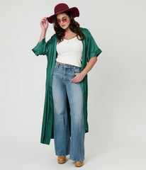 Emerald Green Satin Kimono