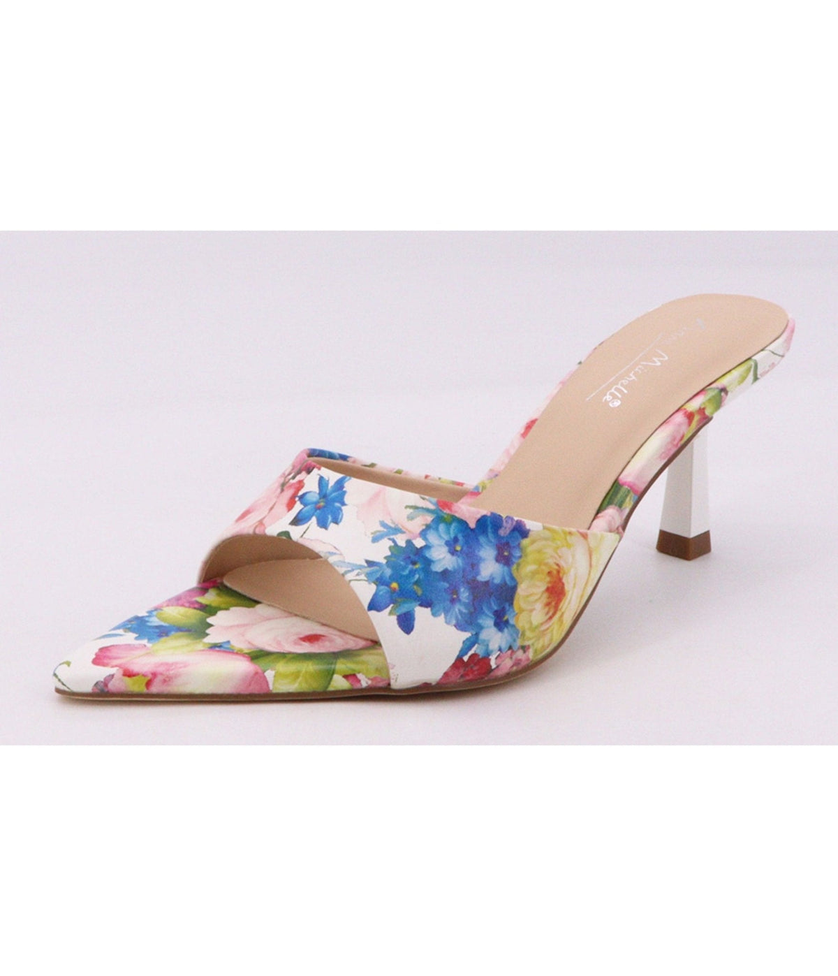 Floral Peep Toe Heel Mules