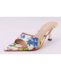 Floral Peep Toe Heel Mules