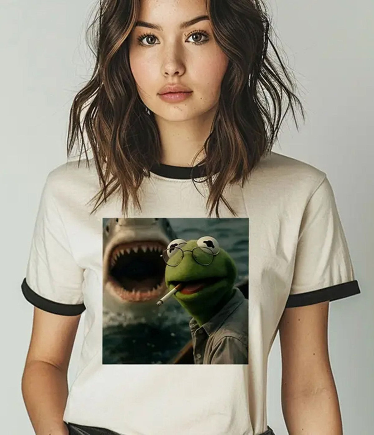 Frog & Shark Unisex Ringer Graphic Tee