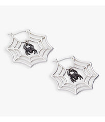 Glow-in-the-Dark Spider Web Hoop Earrings