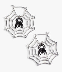Glow-in-the-Dark Spider Web Hoop Earrings
