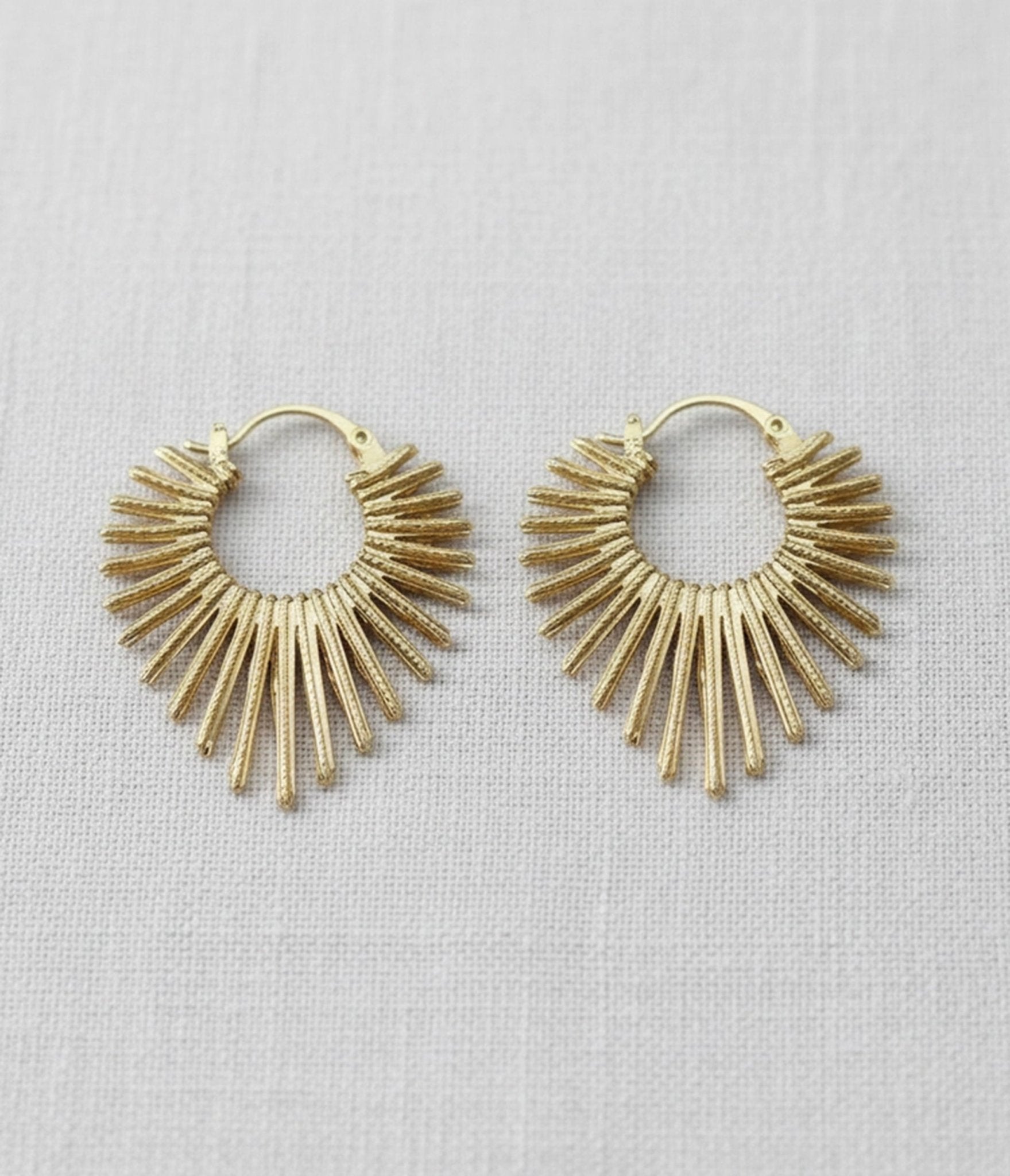 Gold Sunburst Hoop Earrings