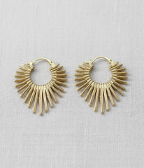 Gold Sunburst Hoop Earrings