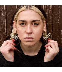 Gold Tone Dont Fucking Touch Me Hoop Earrings