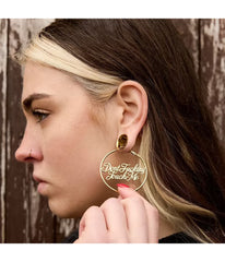 Gold Tone Dont Fucking Touch Me Hoop Earrings