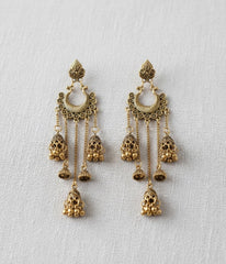 Gold Tone Filigree Tassel Dangle Earrings
