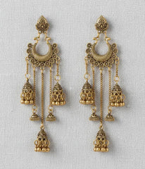 Gold Tone Filigree Tassel Dangle Earrings
