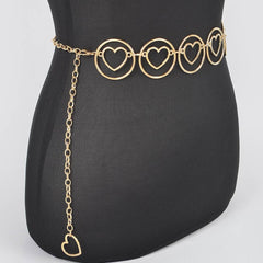 Gold Tone Heart Shape Metal Chain Belt