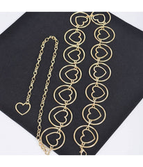 Gold Tone Heart Shape Metal Chain Belt