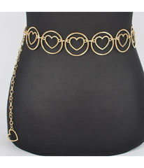 Gold Tone Heart Shape Metal Chain Belt