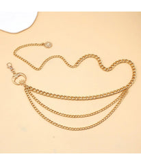 Gold Tone Moon Multi Layered Chain Belt