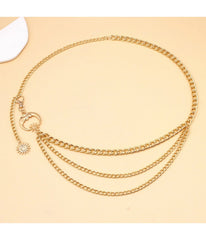 Gold Tone Moon Multi Layered Chain Belt
