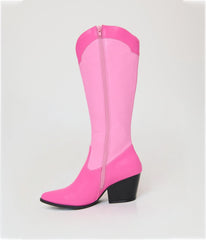 Barbie x Unique Vintage Pink Star Leatherette Cowboy Boots