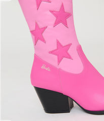 Barbie x Unique Vintage Pink Star Leatherette Cowboy Boots