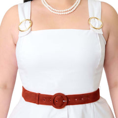 Barbie鈩?x Unique Vintage Plus Size White Picnic Perfect Midi Dress
