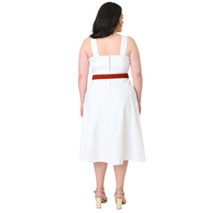 Barbie鈩?x Unique Vintage Plus Size White Picnic Perfect Midi Dress