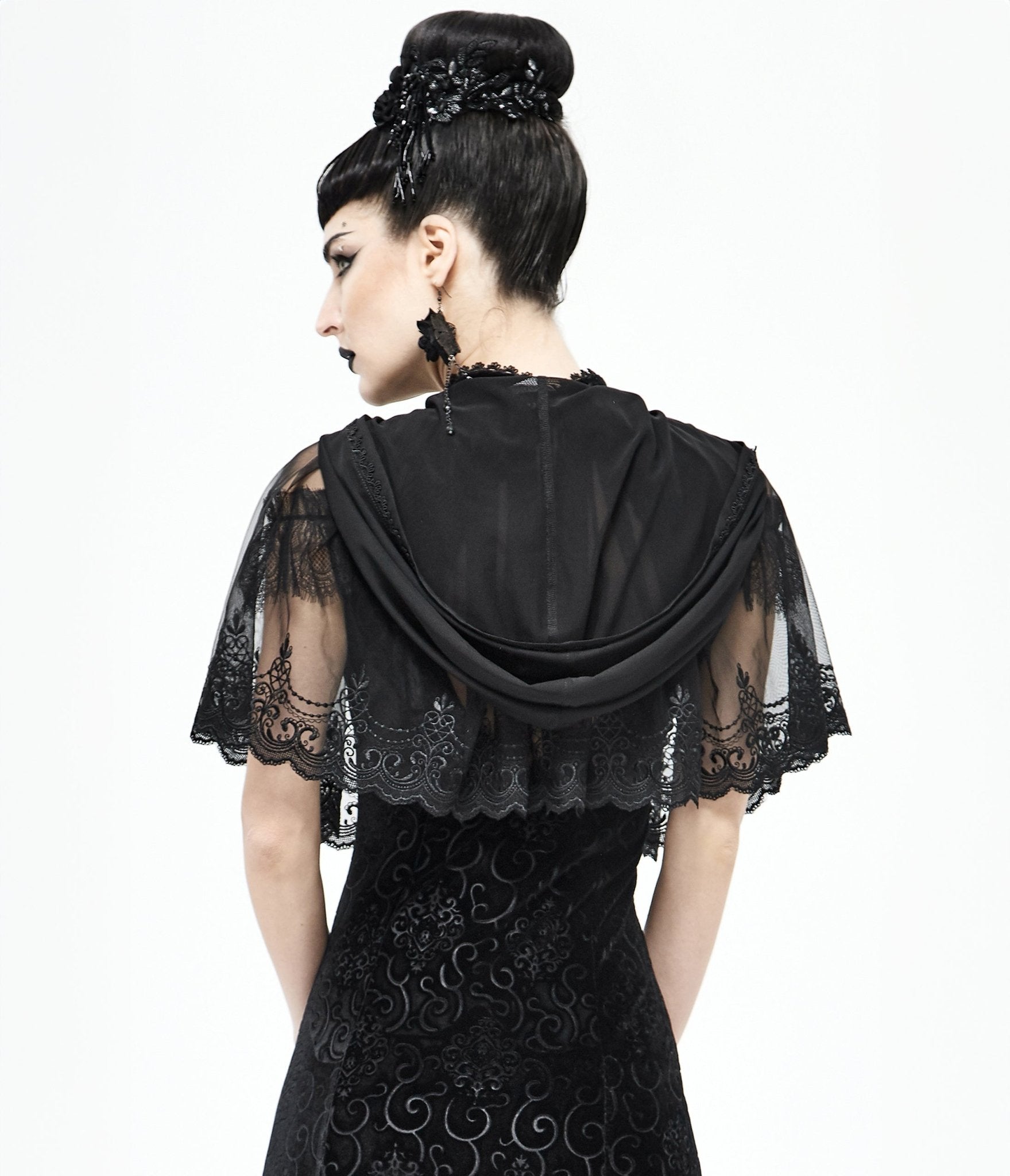 Black Lace Hooded Cape